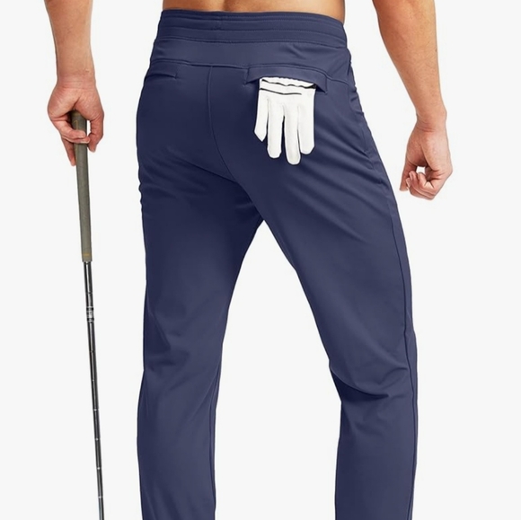 Men's Golf Pants Stretch Sports Pants With Zipper Pockets Slim Fit Size Large - Picture 3 of 13